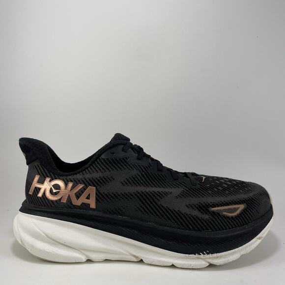 Hoka One One Clifton 9 Running Shoes Womens Size 9 D Wide Black Athletic Sneaker - Picture 1 of 10